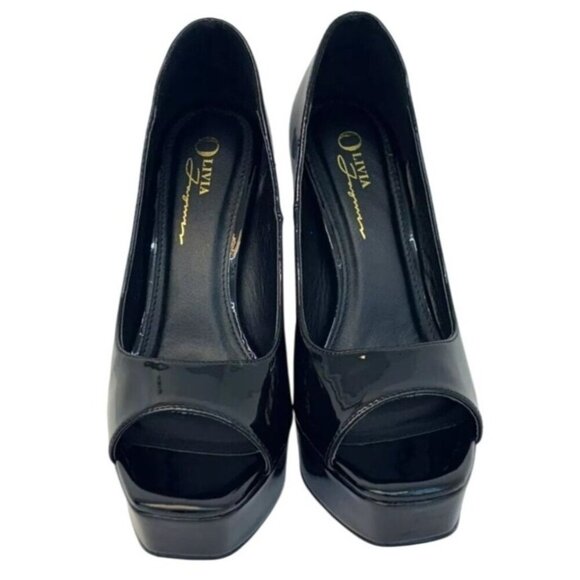 FERGUSON / Cassandra / Black Patent / Leather / Open-Toe Platform Stiletto - Picture 4 of 8